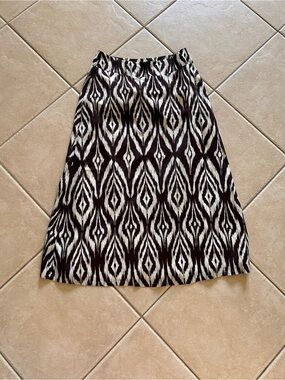 Dark brown & White Patterned A-Line Skirt